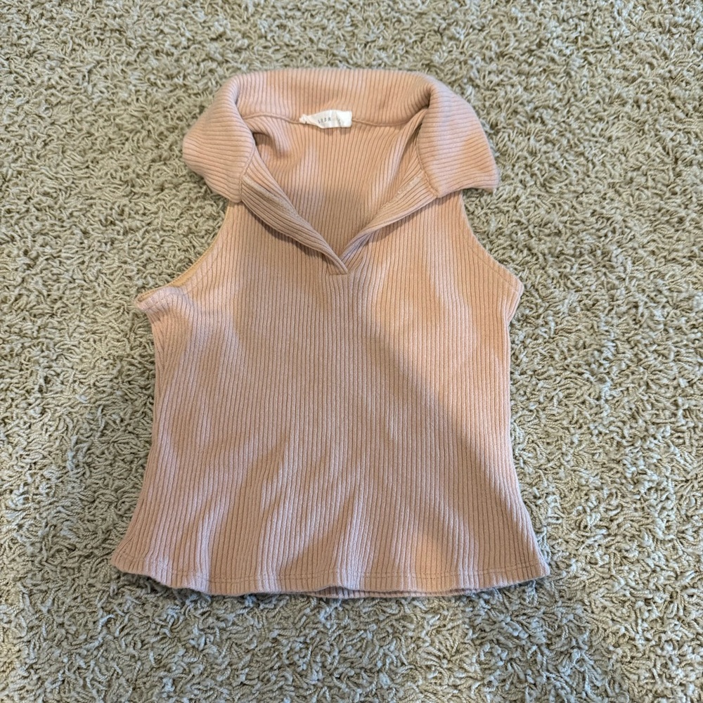 Lush Ribbed Knit Tank Top - Soft Pink